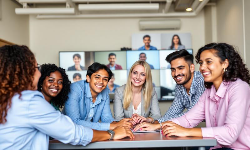 Diverse international students collaborating in digital MBA programme