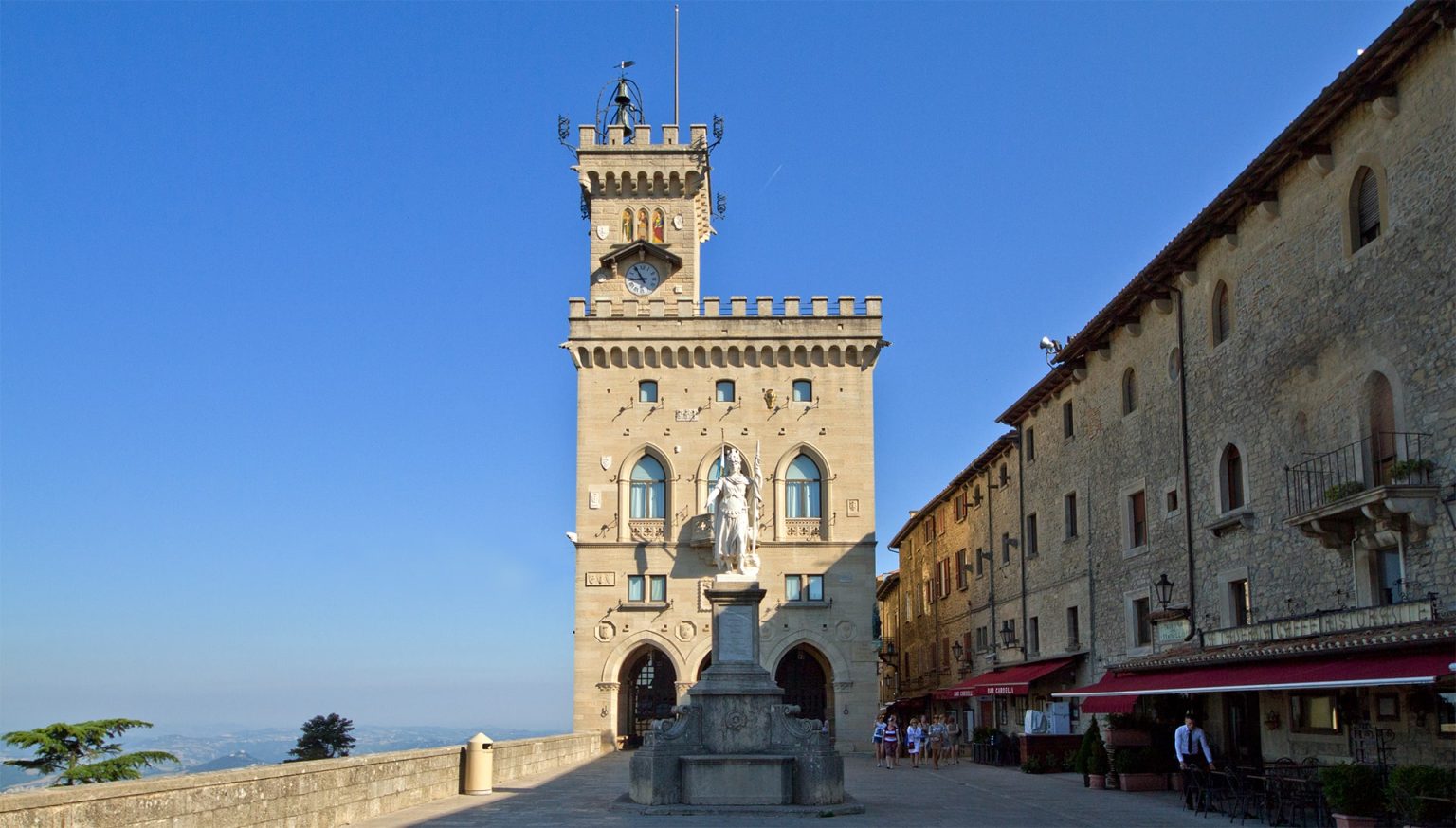 Palazzo Pubblico and Statue of Liberty in Piazza della Libertà, San Marino