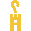 Regent European University tower graphic icon in saffron gold